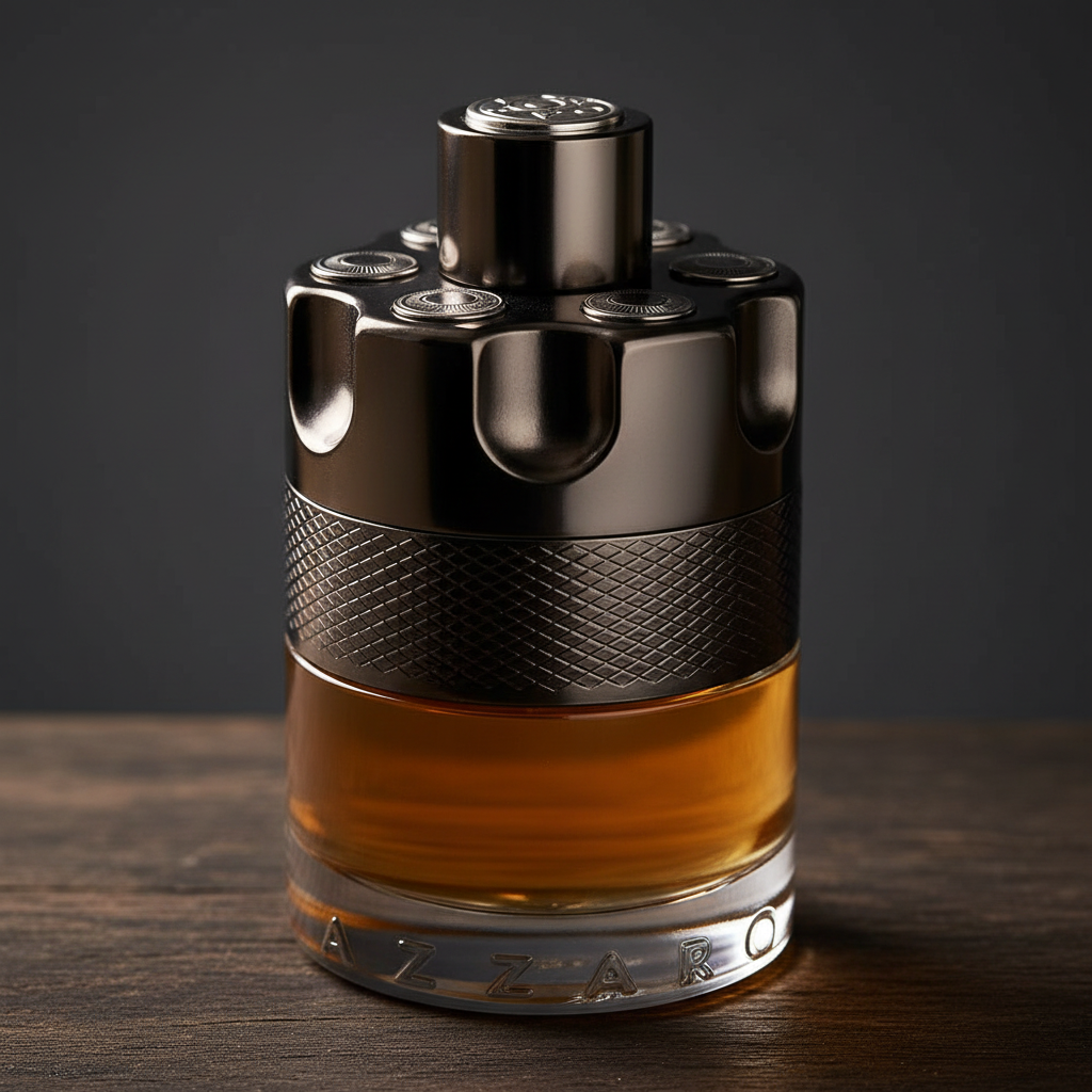 Azzaro Wanted By Night close-up detail of revolver cylinder cap