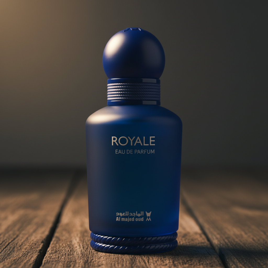 Royale EAU DE PARFUM by Al Majed Oud — Close-up detail of spherical cap and white label