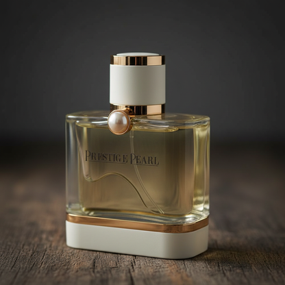 Prestige Pearl EAU DE PARFUM by Al Majed Oud — Close-up detail of pearl accent and white cap