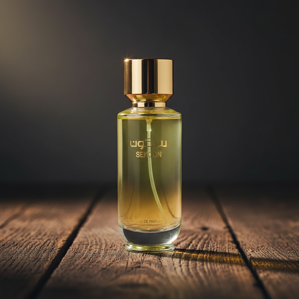 Sekoon Eau de Parfum hero front shot on dark wood surface