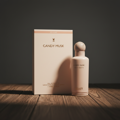 Candy Musk EAU DE TOILETTE by Al Majed Oud — Bottle with cream-blush box packaging