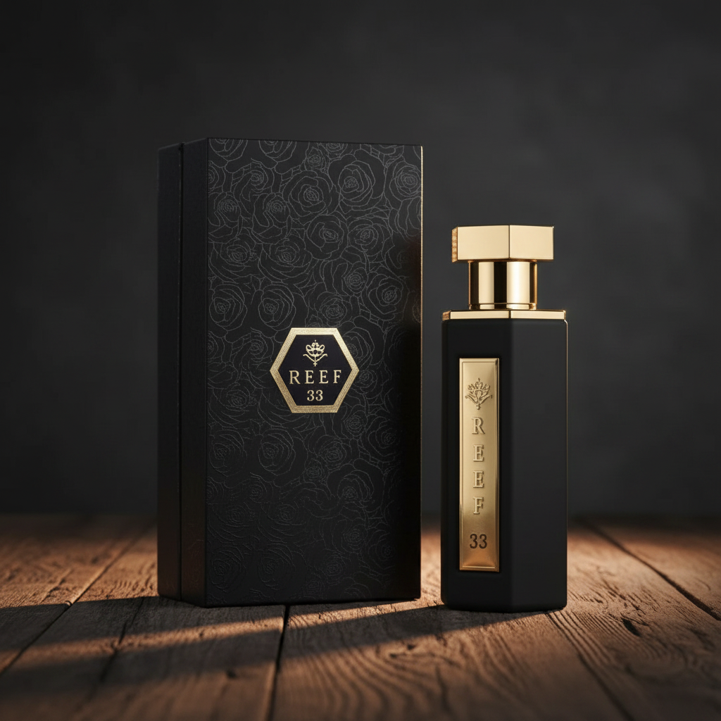 Obaiah Reef 33 luxury perfume bottle hero front shot