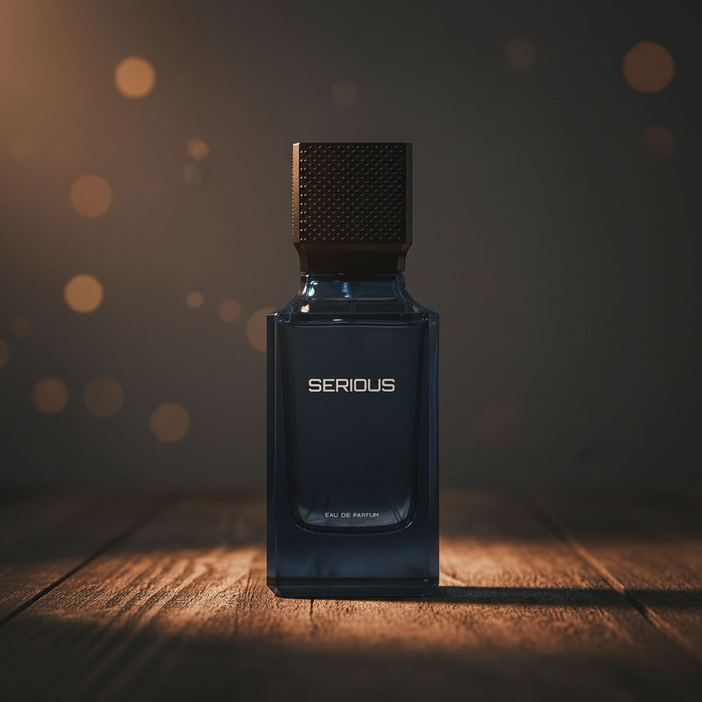 Serious Eau de Parfum — Hero Front shot on dark wood surface