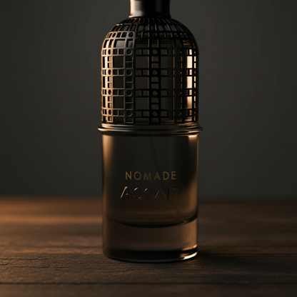 Nomade Assaf – close-up of intricate black lattice cage dome and gold embossed label detail