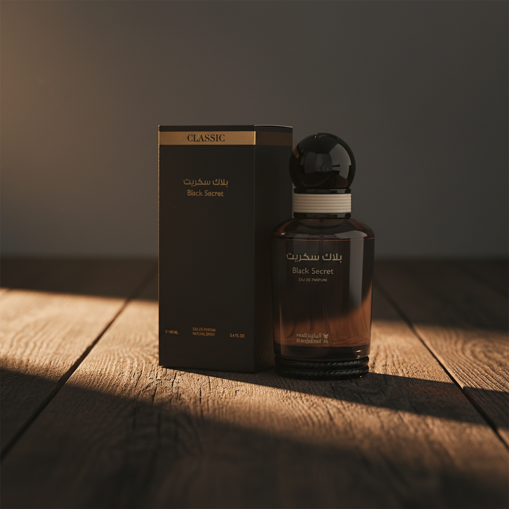 Black Secret Eau de Parfum bottle with black Classic box packaging