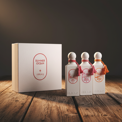 IBRAQ Summer Ocean perfume gift box and packaging shot