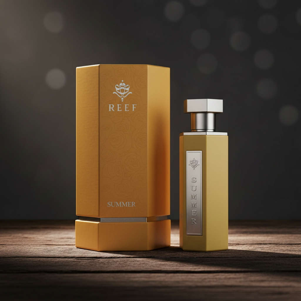 REEF Summer perfume box and bottle packaging shot