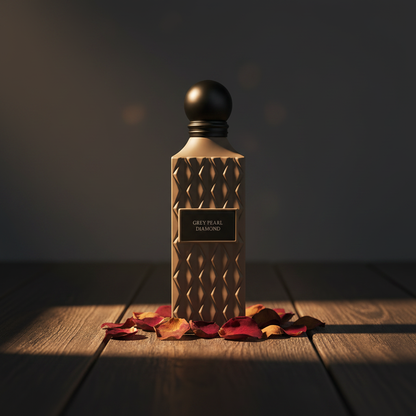 Grey Pearl Diamond Eau de Parfum - Lifestyle Shot with Rose Petals