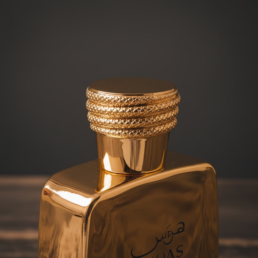 Hawas Elixir perfume bottle close-up cap and label detail