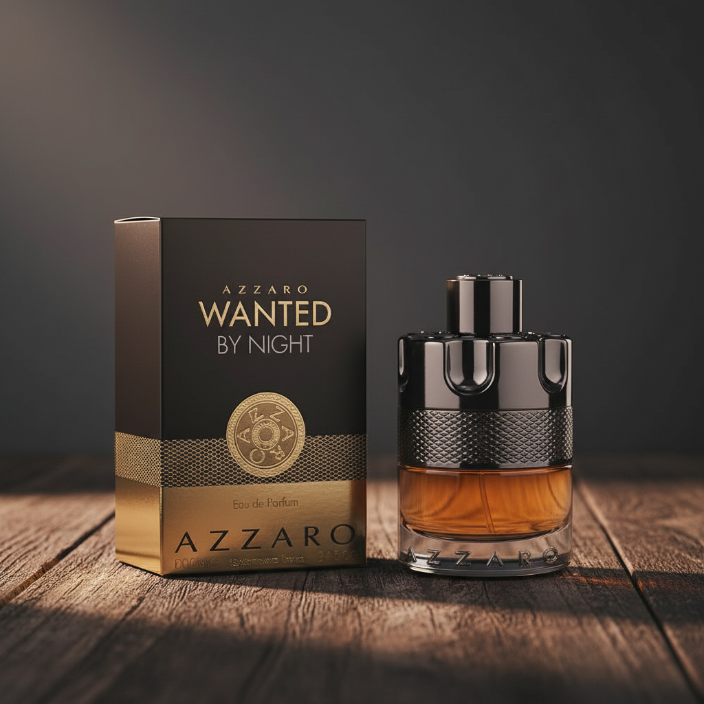 Azzaro Wanted By Night bottle and box packaging