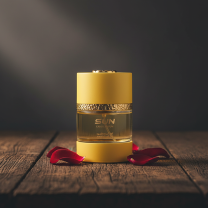 SUN Eau de Parfum by Al Majed Oud - Lifestyle with Rose Petals